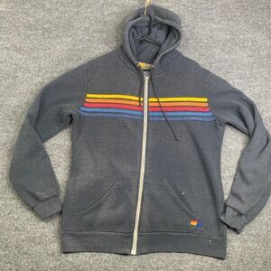 Aviator Nation Mens 5-Stripe Zip Up Hoodie XL Made in USA Faded